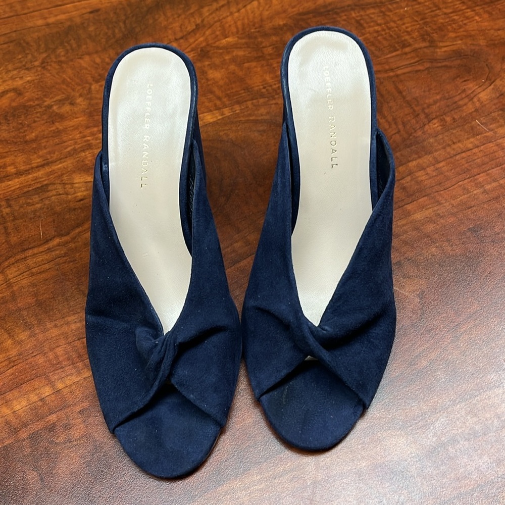 Loeffler Randall Laurel Navy blue suede slip on sandal - Picture 3 of 11